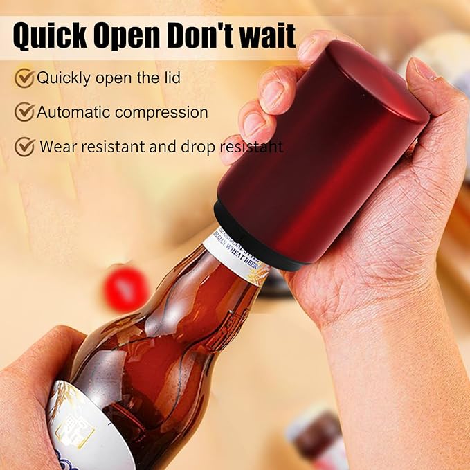 2PCS Beer Bottle Opener Bottle Cap Opener Destapadores de Cerveza Automatic Bottle Opener, Down-Pop Off Beer Bottle Opener with Magnetic Cap Catcher, Home Bars Kitchen Cool Bartender Tools