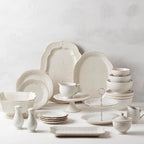 Lenox 2-Tier Serving Tray, French Perle White Two Tiered Tray Stand, Dessert Stands, Tiered Display with Round Plates, Christmas Hosting Essentials, Serving Dishes, Cupcake Stand (White 9-inch Height)