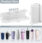 Magnetic Cup Holder For Stanley 20/30/40oz - 2 Pack Tumbler Organizer for Stanley - Water Bottle Organizer for Fridge with Straw Basket & 6 Hooks for Tumbler Cup Lids Accessories Organization White