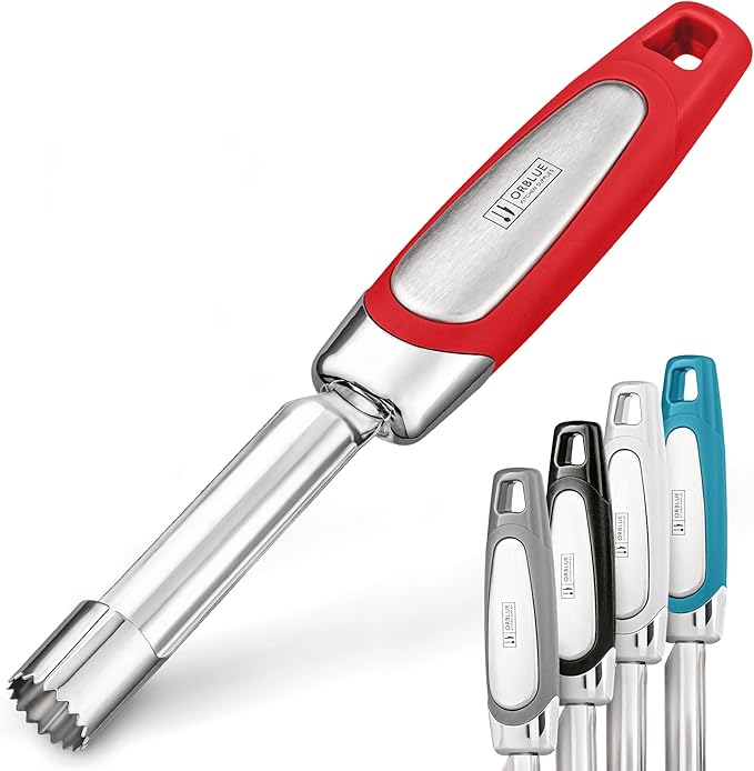Orblue Premium Apple Corer Tool - Durable Stainless Steel Fruit Core Extractor Tool - Apple Corer Remover, Red
