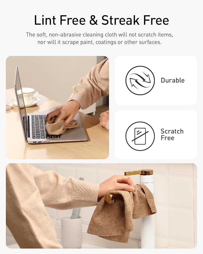 Fantasticlean Microfiber Cleaning Cloth Roll -75 Pack, Tear Away Microfiber Towels, 12" x 12", Reusable, Washable, Scratch Free, Ultra Absorbent for Car, Home Supplies (TAN)