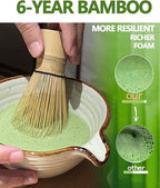 Vaiheng Matcha Whisk, Matcha Whisk Set Matcha Bamboo Whisk for Matcha Powder Handcrafted Organic Traditional Japanese Chasen, 100-Prong Matcha Stirrer Wisk Mixer Brush for Authentic Tea Preparation