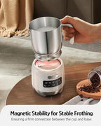 Hazel Quinn Milk Frother and Steamer, Variable Temp and Thickness, Detachable for Dishwasher Safe, 400ml / 13.5oz Milk Warm for Hot & Cold Latte, Cappuccino Hot Chocolate - Pearl White