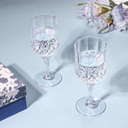 XUWAIDSGN 48 Pcs 7oz Plastic Vintage Wine Glasses Drinking Glasses Unbreakable Wedding Glassware Crystal Water Goblets Reusable Drinkware Vintage Champagne Flutes (48, Clear)