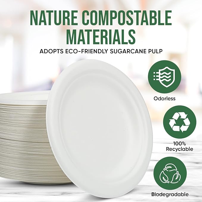 Dessert Plates, 100 Pack Small Paper Plates, Paper Plates 6 Inch – 100% Compostable Plates, Water & Oil Proof Disposable Plates, Microwavable Perfect Paper Plate For Party - White