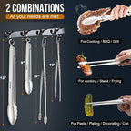 Eddeas Tongs For Cooking - Heat Resistant 600 Degrees, All Metal Kitchen Tweezers Tongs, Heavy Duty Stainless Steel Cooking for Food, Grill, BBQ, Dishwasher safe Set of 4 (12" & 9in)