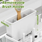 Ewaiira Stainless Steel Sink Caddy, Sponge Holder for Kitchen Sink with Brush Holder & Dishcloth Rack, Rustproof Organizer Countertop, Soap Dispenser Kitchen Organizers Storage Essentials, White 9.8″
