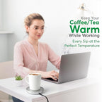 Coffee Mug Warmer with Auto Shut-Off – Compact 17W Cup Warmer for Desk with Gravity Switch – Electric Candle Warmer Plate for Jar Candles – Keeps Coffee, Tea & Drinks Warm – Safe & Durable (Silver)