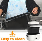 24Qt Turkey Roaster Oven Buffet with Self-Basting Lid, 1450W Electric Roaster Oven with Cool-Touch Handles, Removable Pan and Rack, Stainless Steel, White