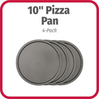 GoodCook Set of 4 Nonstick Steel 10 Inch Personal Pizza Pans Set, Gray