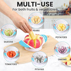SCHVUBENR 3.5 Inch Apple Slicer - Professional Apple Cutter - Stainless Steel Apple Corer - Super Sharp Apple Slicer and Corer - Apple Tool with 8 Sharp Blades(Blue)