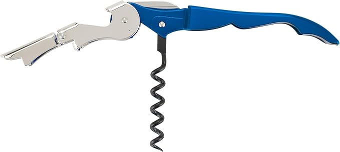 True Truetap Double Hinged Waiter's Corkscrew Wine Opener, Stainless Steel Wine Bottle Opener with Built In Foil Cutter, Home Bar Tools, Bar Cart Accessories, Wedding Gifts, Set of 1, Metallic Blue
