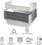 MOACOCK 50 Pack Aluminum Pans with Lids(8.5"×6"), 2.25lb Foil Pans with Board Lids, Disposable Take Out Food Containers, Foil Pans for Meal Prep Freezer Cooking Baking