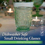 Yungala Green Small Drinking Glasses Set of 6 Vintage Hobnail 8 oz
