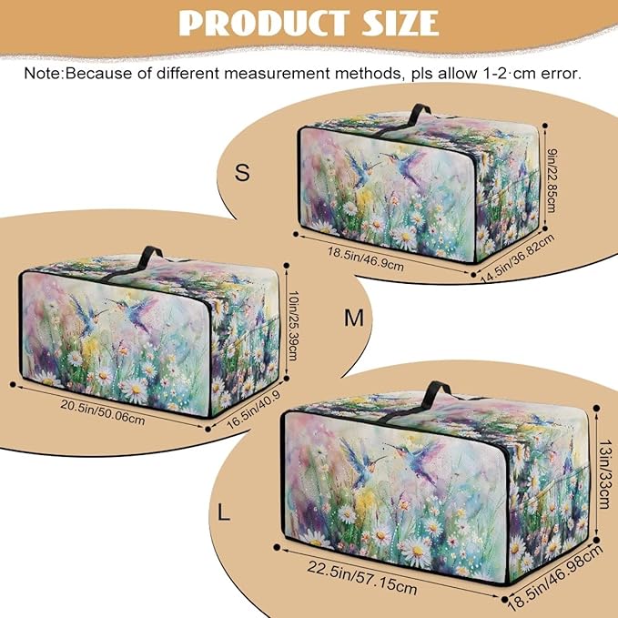 Watercolor Hummingbirds Daisy Print Toaster Oven Dust Cover, Heavy Duty Heat-resistant Microwave Oven Cover, Anti Fingerprint Air Fryer Covers((Medium-16.1 * 19.71 * 10 inches)