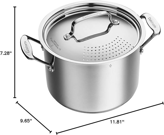 Cuisinart 766S-22 6 Qt. Stainless Steel Pasta Pot w/Straining Cover Chef's-Classic-Stainless-Cookware-Collection, 6-Quart