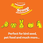 Bird Seed Scoop SuperScoop™ Bird Food Scoop, Pet Food Scoop for Small Animal Food, Large Capacity in Unmissable Orange™ Color
