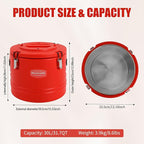 Insulated Soup Container 7.9 Gallon Commercial Food Warmer for Hot&Cold Food, Hot Box for Catering, Food Cooler Soup Carrier for Restaurant, Canteen 6H Insulation Time