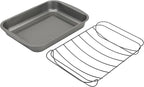GoodCook Everyday Roast Pan with Rack Rectangular Nonstick Construction Large Capacity Metal Utensil-Safe, 15 x 11-Inch, Gray