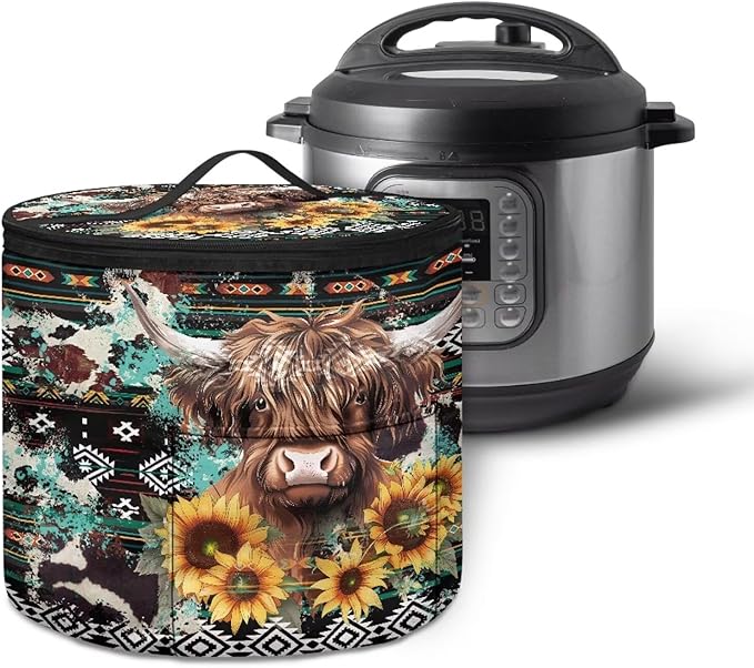 Highland Cow Electric Pressure Cooker Insulation Bag Effective Aztec Insulation Electric Cooker Storage Handbag for Housewarming,