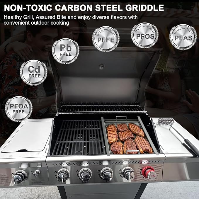 Flat Top Griddle Insert for Royal Gourmet GA5401T, Heavy-Duty Carbon Steel Griddle Plate, Compatible with Royal Gourmet GA5401T 5-Burner Grill, Replacement BBQ Griddle for Outdoor Patio Cooking
