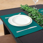 Cloth Placemats Set of 8, Linen Type Fabric Placemats Machine Washable Heat Resistant Placemats Wrinkle Free Thick Polyester Kitchen Place Mats for Dining Table (Teal Blue)