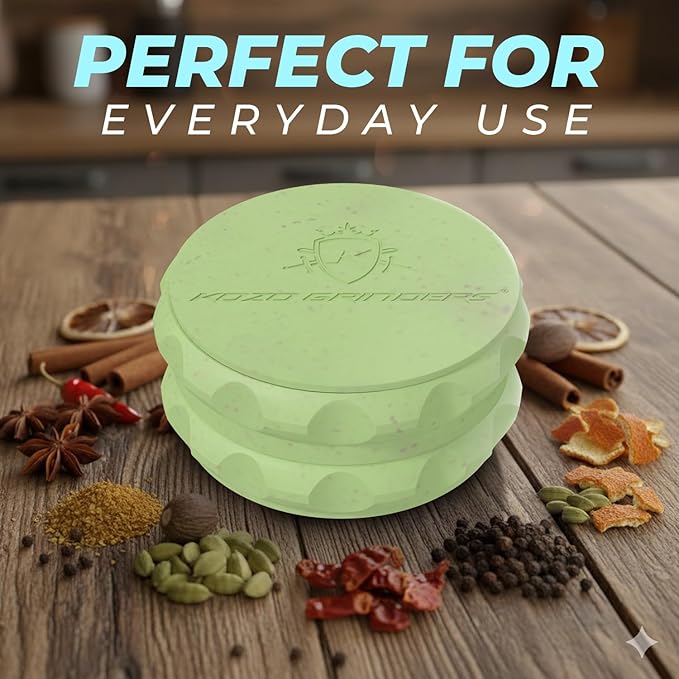 Kozo 2.5" Spice Grinder 2-Piece, Strong Grip By Kozo. (Green)