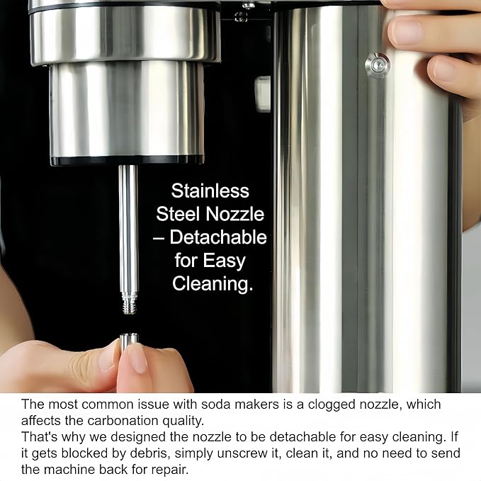 Carbonates Any Drink-Airosia Soda Maker Machine-304 Stainless Steel Sparkling Water Maker, Carbonator Machine with BPA Free Bottles(1L+0.5L) (CO2 Carbonator NOT Included)