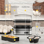 Evoloop Rapid Egg Cooker Electric 12 Eggs Capacity, Soft, Medium, Hard Boiled, Poached, Omelet Maker Egg Poacher & Vegetable Steamer, BPA Free Tray