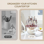 KINGSTONE Silverware Set with Waterdrop Storage Organizer, Luxury 20 Piece Flatware Set for 4, 18/10 Stainless Steel Cutlery Set with Diamond Cut Pattern Ideal for Kitchen,Party and Gift