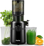 Cold Press Juicer Machines,Fretta Slow Masticating Juicer Machines with 4.25" Large Feed Chute,Fit Whole Fruits & Vegetables Easy Clean Self Feeding,High Juice Yield,Tritan BPA-Free,Onyx Black