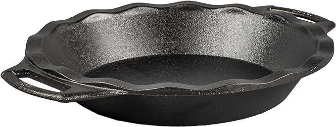 Lodge 9 Inch Cast Iron Pie Pan - PFAS-Free Pre-Seasoned Bakeware for Flaky Crusts, Deep Dish Pies, and Quiches - Dual Handle Design - Made in the USA