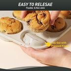 Socisen 2 Pack 24 Cups Silicone Mini Muffin Pan with Metal Reinforced Frame Silicone Molds Cupcake Cake Baking Cheesecake Pans Cookie Baking Chocoflan Cupcake Mold Mini Bundt Cake Pan Women Gift