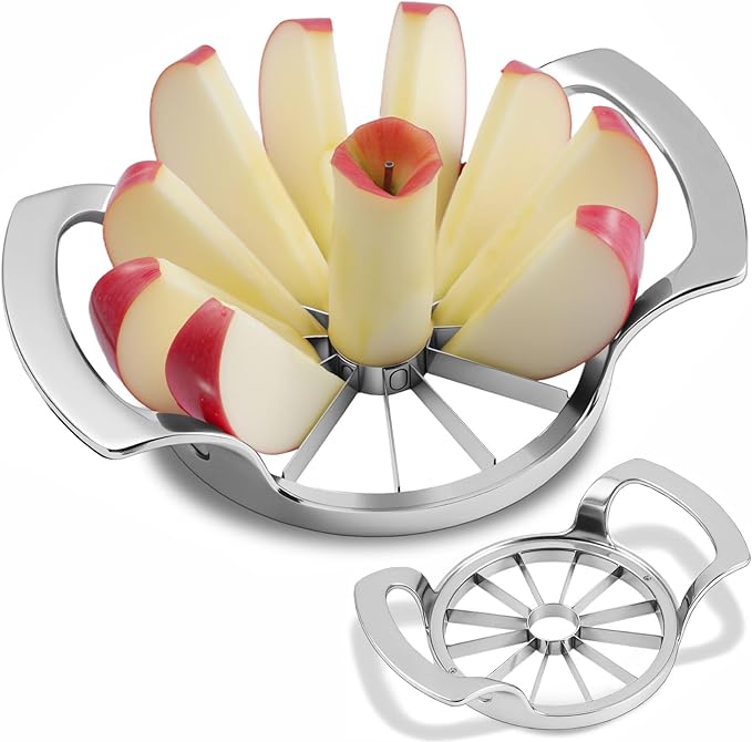 LIIGEMI Apple Core Slicer - Easily Cut Smooth Apple Slices with 12-Stainless Steel Blades, Time-Saving Apple Slicer and Corer with Mirrored Handle