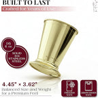 Gusto Nostro Mint Julep Cups Set of 2 - Stainless Steel Julep Cup Kit with Straws, Muddler, Spoon, Recipes, Vases - Southern-style Cocktail Glasses for Home Bar - Stainless Steel Cocktail Cups (Gold)
