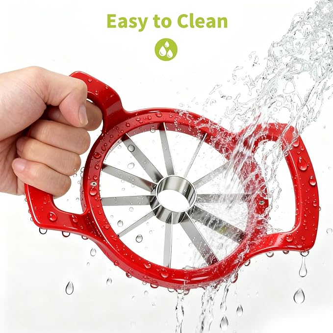 LIIGEMI Apple Slicer,12-Blade Extra Large Apple Corer, Heavy Duty Stainless Steel Apple Cutter and Divider，Easy to Use, Time-Saving（Red）