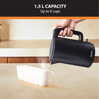 KRUPS 1.5L Electric Kettle Stainless Steel Cool Touch Interior, Fast Boiling, One Cup in 80 Seconds, Double Wall, Auto Off, Keep Warm, Hot Water Kettle Electric, Cordless, Black/White