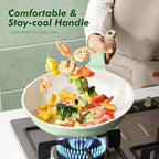 SENSARTE Nonstick Ceramic Frying Pan 9.5-Inch, Healthy Non Toxic Skillet, Induction Compatible Omelet Pan with Heat Resistant Handle, PFAS-Free, Mint Green