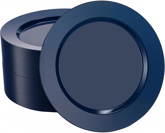 Goodluck 100PCS Navy Blue Plastic Plates, 10.25 Inch Dinner Plate Heavy Duty Disposable Plastic Plates for 100 Guests Party, Wedding, Birthday & Daily Use and New Year Events