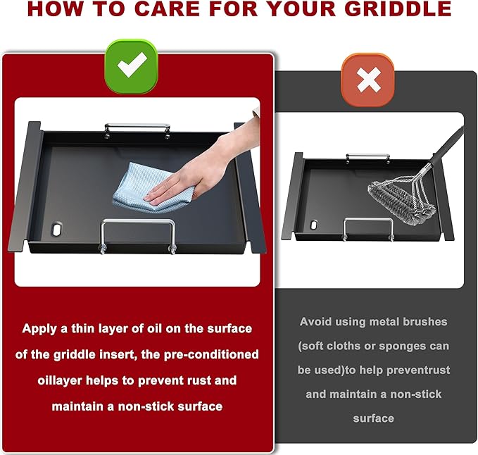 Half Size Griddle for Ninja Grill Replacment Parts,Griddle Plate for Ninja FlexFlame PG300 Grills, Carbon Steel Griddle Insert Compatible with Flex Flame Griddle Plate Part XSKHLFGRIDLE