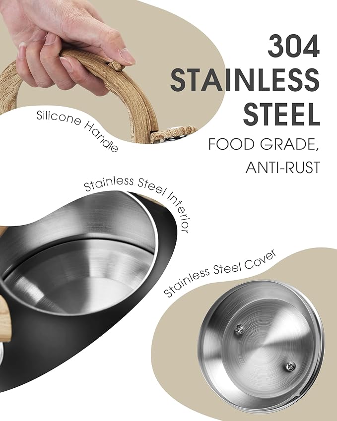 Hauce Radio Tea Kettle Stovetop, Black Tea Kettles-2.1 Quart Loud Whistle Stovetop Teapot,Food Grade Stainless Steel with Wood Pattern Handle, Unique Button Control Kettle Outlet for Tea, Coffee