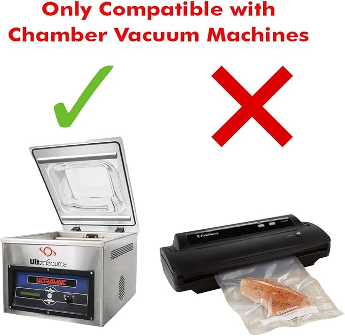 UltraSource - Chamber Machine Pouches 3 Mil Thickness, 7" x 8", Pack of 1000 Vacuum Chamber Pouches, BPA-Free Pre-Cut Chamber Vacuum Sealer Bags with tear notch