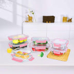 M MCIRCO [10-Pack Meal Prep Containers with Snap Locking Lids, Glass Airtight Lunch, Food Storage Containers, Microwave, Oven, Freezer and Dishwasher Friendly, Pink