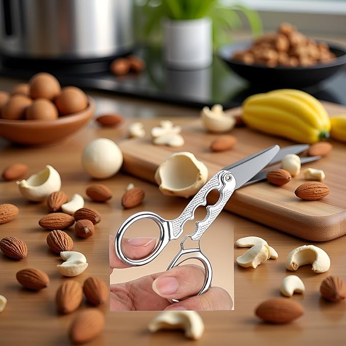 Silver Nutcrackers for Nuts, Stainless Steel Nuts Pistachio Sheller Opener Kitchen Tools, Nutcracker Multi-Function Walnut Pine Sheller Opener Nut Crackers, Specialty Tools and Gadgets, Nut Crackers