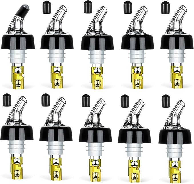 Measure Pourer Drinks Wine Cocktail Beverages Dispenser,Automatic Measured Bottle Pourer Spout,Quick Shot Spirit,Ideal Cocktail Home Bar Tools 1oz/30ml Yellow 10 Pack