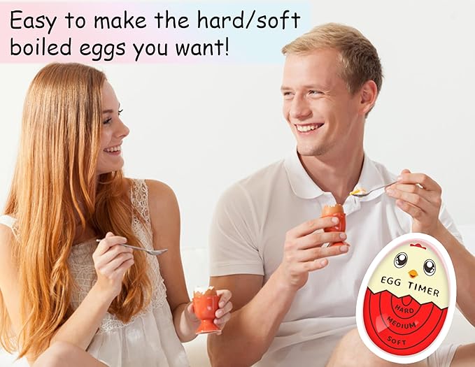 Lasubst Egg Timer for Boiling Eggs that Changes Color When Done, Red