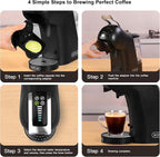 KOTLIE EM-308B Espresso Machine, Single Serve Coffee Maker Compatible with Multiple Capsule Types, Ground Coffee, and ESE Pods, 3 Temperatures, 7 Water Volume Levels, 34 Oz (Black)