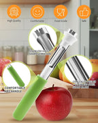 2 in 1 Apple Corer and Peeler Tool, Fruit Vegetable Corer and Peeler Tool Stainless Steel Apple Peeler Apple Corer Remover Tool Multifunction Corer Tool for Vegetable Fruit Kitchen Gadget (Green)
