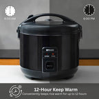 Tiger JNP-S55U-KY 3 Cup Capacity White Rice Cooker with Non-Stick Inner Pot, Retractable Power Cord, and Keep Warm up to 12 hours (Obsidian Black)