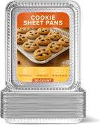 Stock Your Home Aluminum Pans Cookie Sheet Baking Pans (30 Pack) Disposable Foil Trays - Reusable and Durable Nonstick Baking Sheets – Cookie Sheet Pans